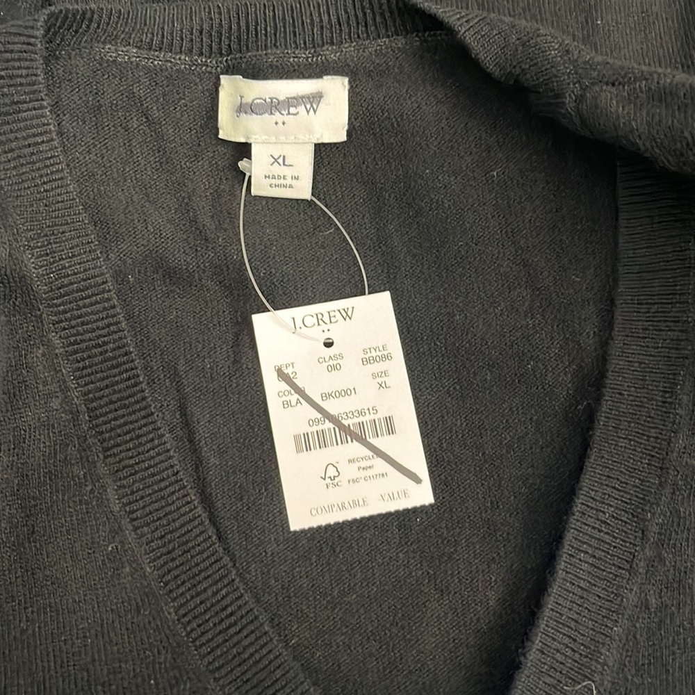 J. Crew Factory Wool blend V-neck tunic sweater BB086 Black XL - Picture 4 of 5